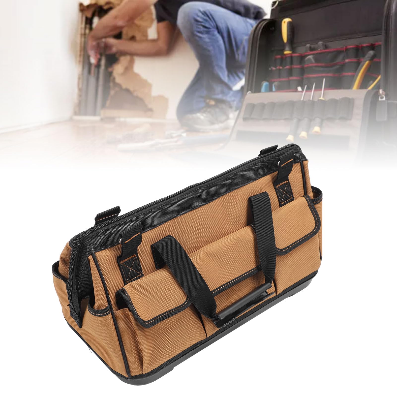 Ausla Borsa Portautensili da Elettricista, Organizer per la Conservazione degli Attrezzi in Tessuto Oxford con 17 Tasche e Base Stabile per Uomini Carpentieri e Saldatori (20 pollici)