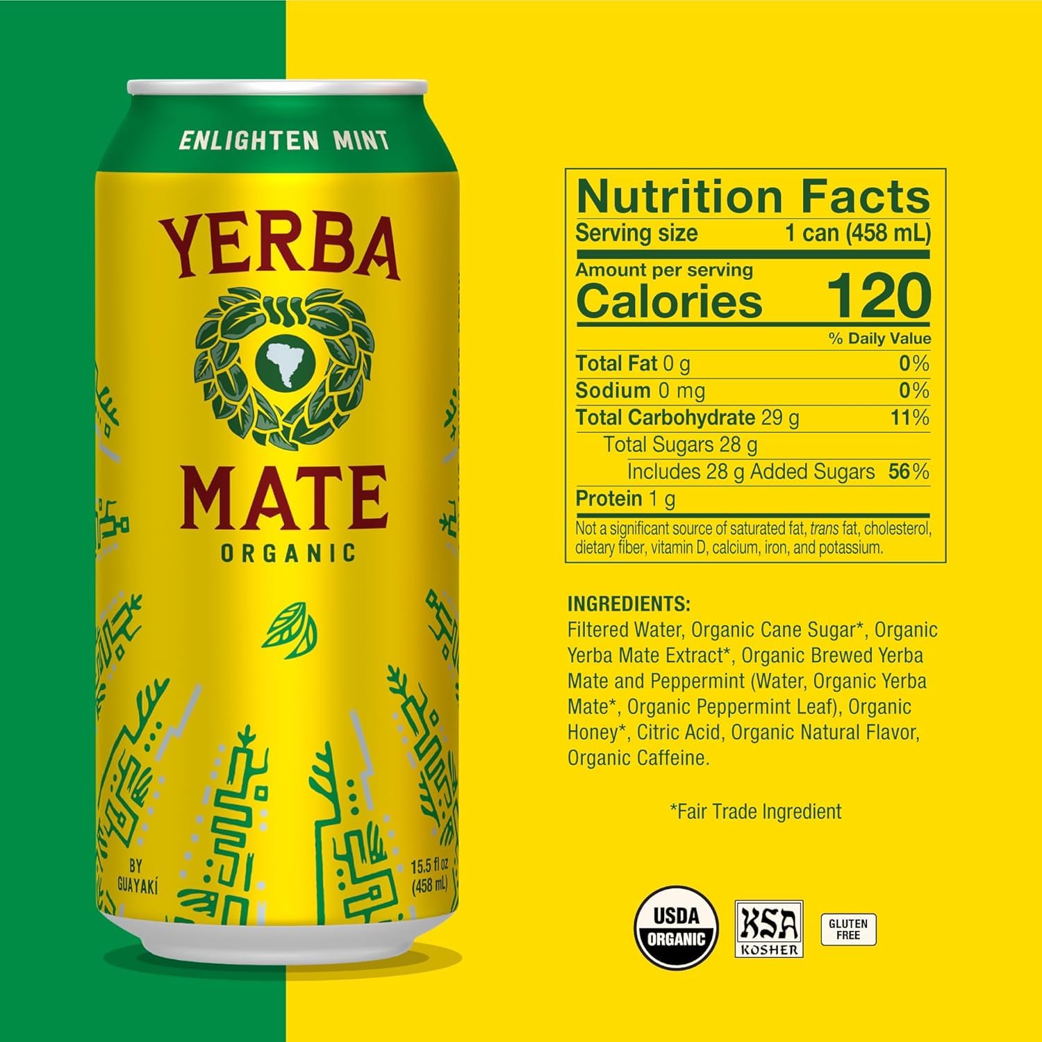 Guayaki Yerba Mate - Enlighten Mint - 16oz.(Pack of 16)