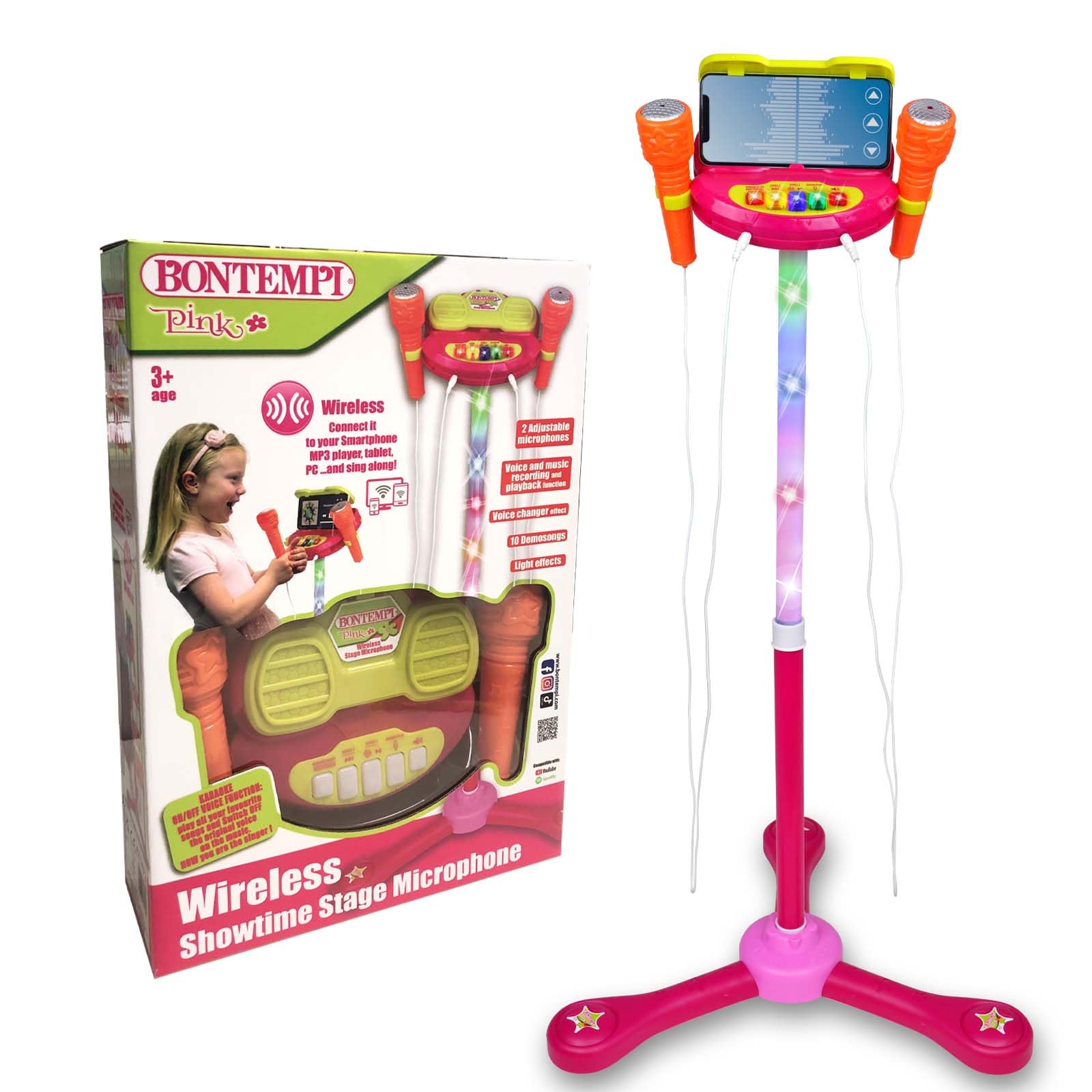 Bontempi | TwinStage Mic - Doppio Microfono da Palcoscenico con Connessione Wireless per Performance Strabilianti, 89x22x12,5 cm