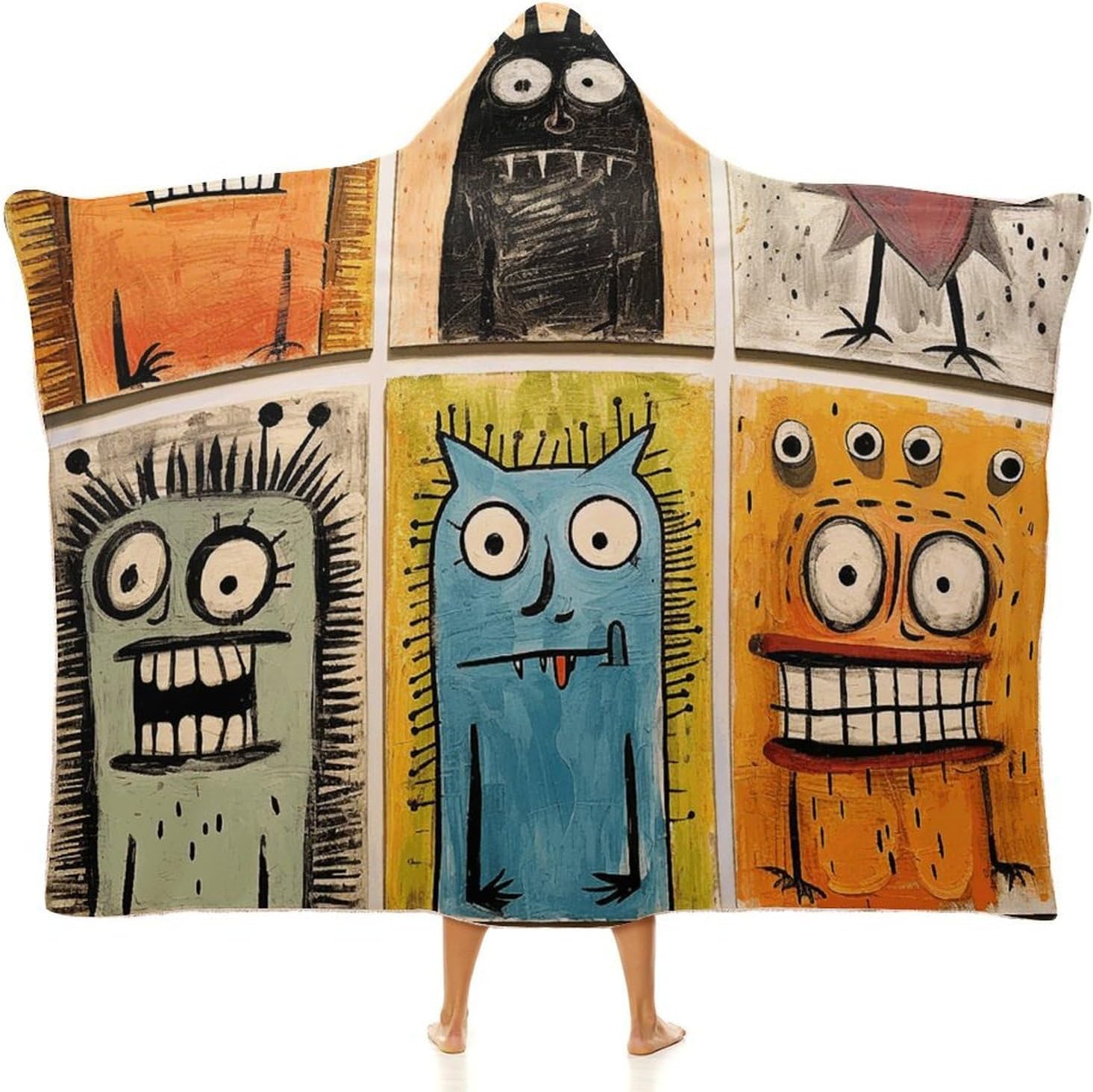 Freestyle Painting Hooded Blanket Cozy And Functional,Wearable Blanket Hoodie for Women Men,Blanket Poncho Presents60 x80