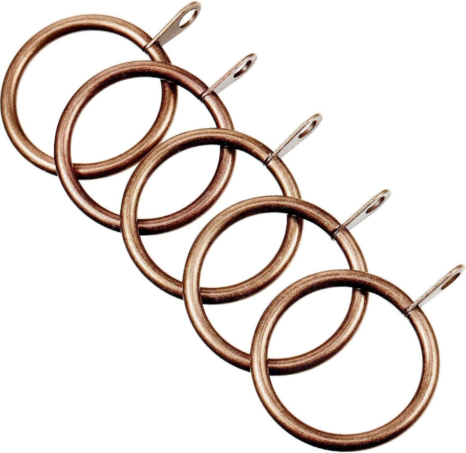 Homeelabador Copper Pack Of 24 Strong Metal Curtain Hooks Rings With Fixed Eyelets For Curtain Pole 30-38Mm Wide (, 40Mm)