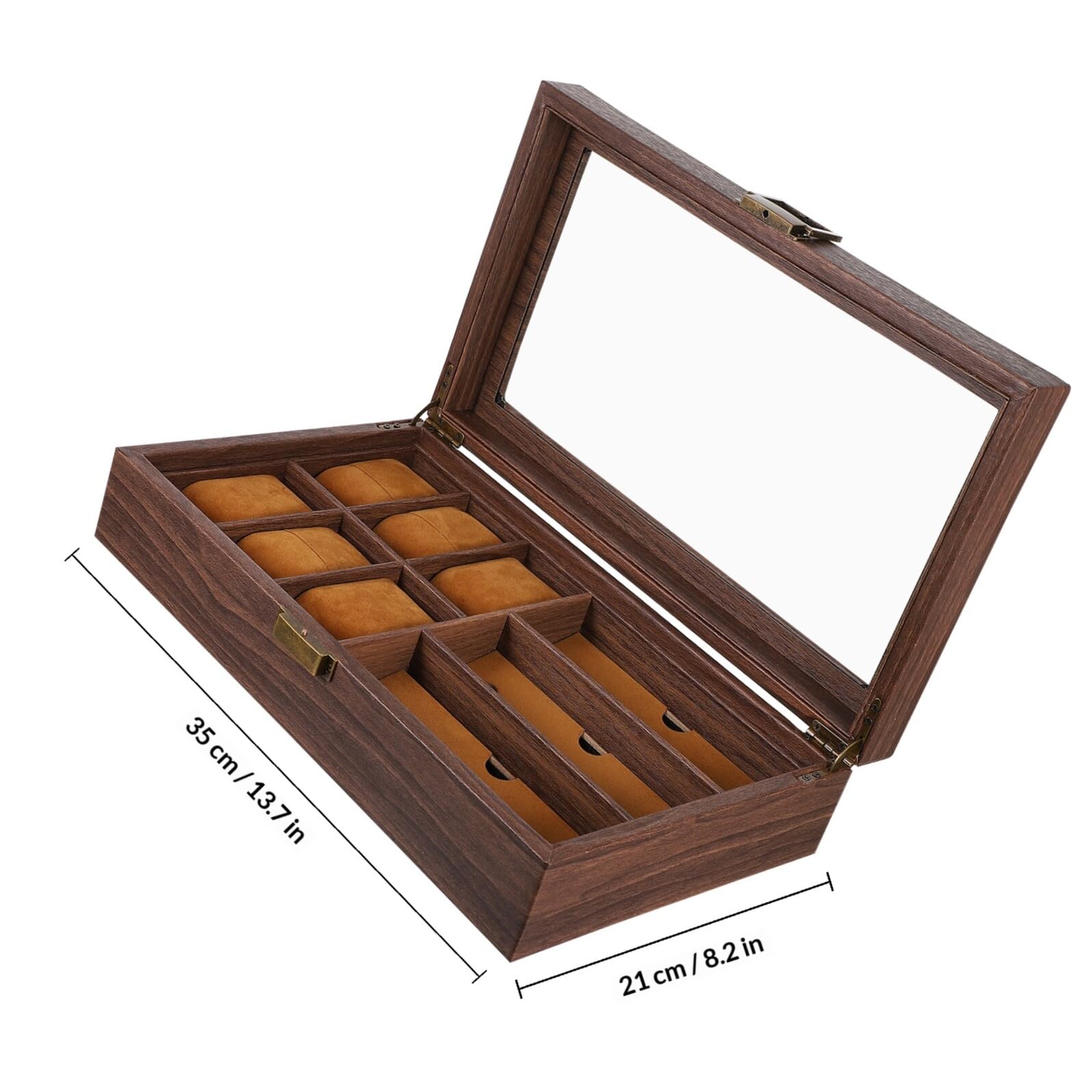 Abaodam Caja Organizadora de Madera Retro para Gafas y Relojes 6 Compartimentos para Relojes 3 para Gafas Almacenamiento para Exhibición y Colección