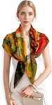 PoeticEHome Cashmere Scarf Wrap 36"x36" - Featherlight & Wrinkle-Free Artistic Square Shawl for Travel & Office, Gift Ready