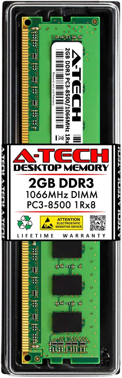 A-Tech 8GB DDR3 1066MHz Desktop Memory Kit (4 x 2GB) PC3-8500 Non-ECC Unbuffered DIMM 240-Pin 1Rx8 1.5V Single Rank Computer RAM Upgrade Sticks