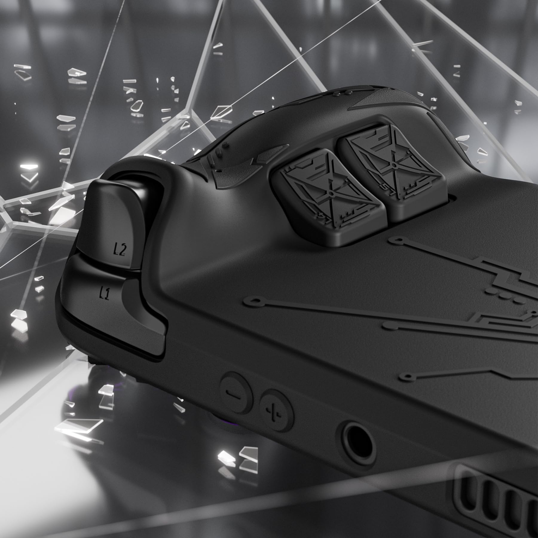 playvital Cyber Spider Schutzhülle für Steam Deck LCD & OLED, rutschfeste Silikonhülle mit Rücktasten-Erweiterungen, Thumbstick-Kappen und Trackpad-Skins für Steam Deck, Schwarz