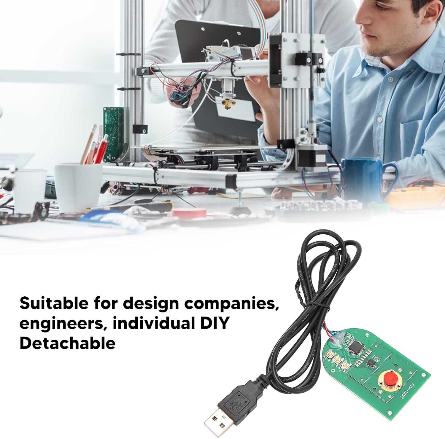 1600DPI Keyboard for Design Companies, Engineers, DIY, Plug and Play, USB Interface, 1M Cable Length