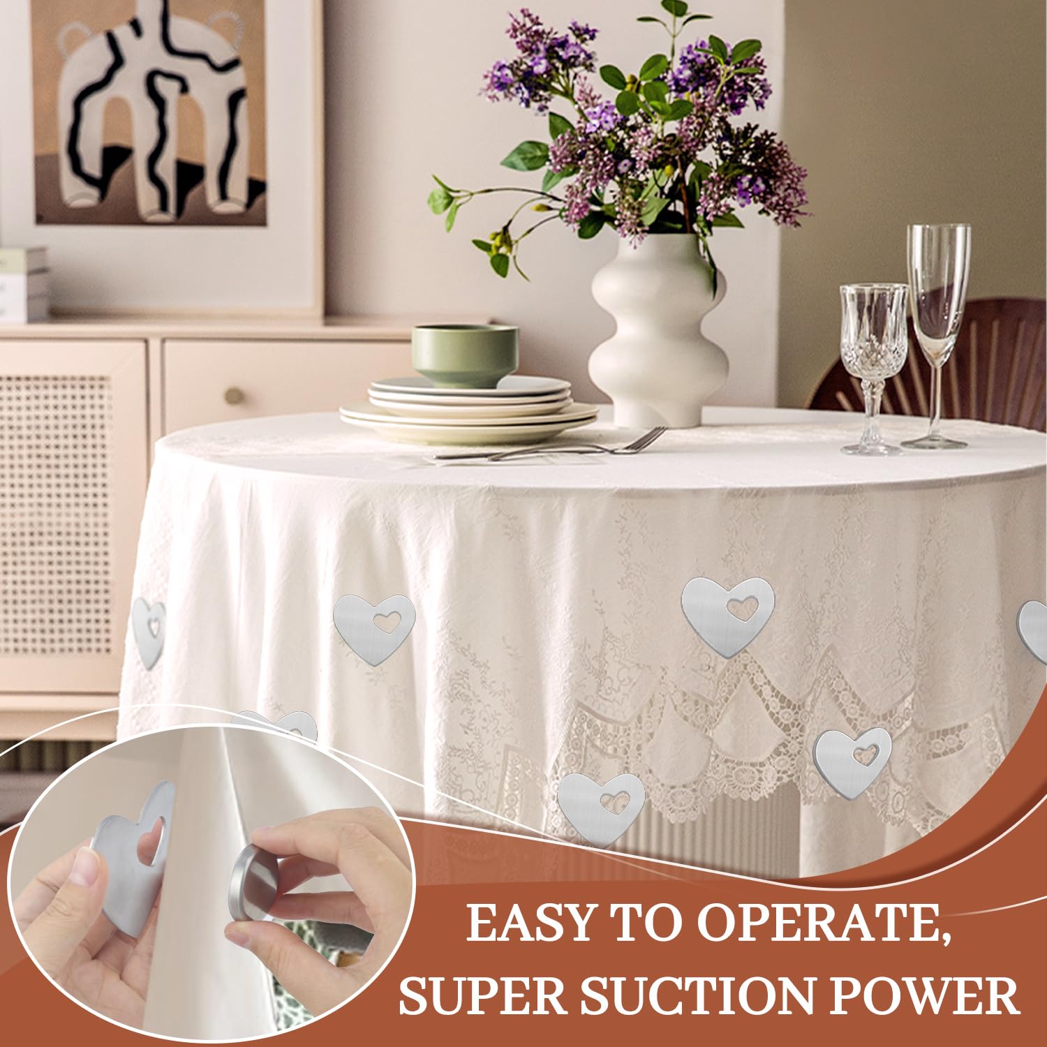 Lot De 6 Poids Magnétiques Pour Nappe En Inox Forme Fleur - 55 G Chacun - Stabilisateur Vent Pique-nique, Mariage, Terrasse - Déco Et Pratique - 13