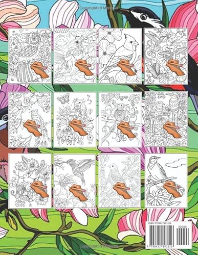 Birds & Flowers Coloring Book for Seniors Large Print Designs: Adults, Teens and Seniors Large Print