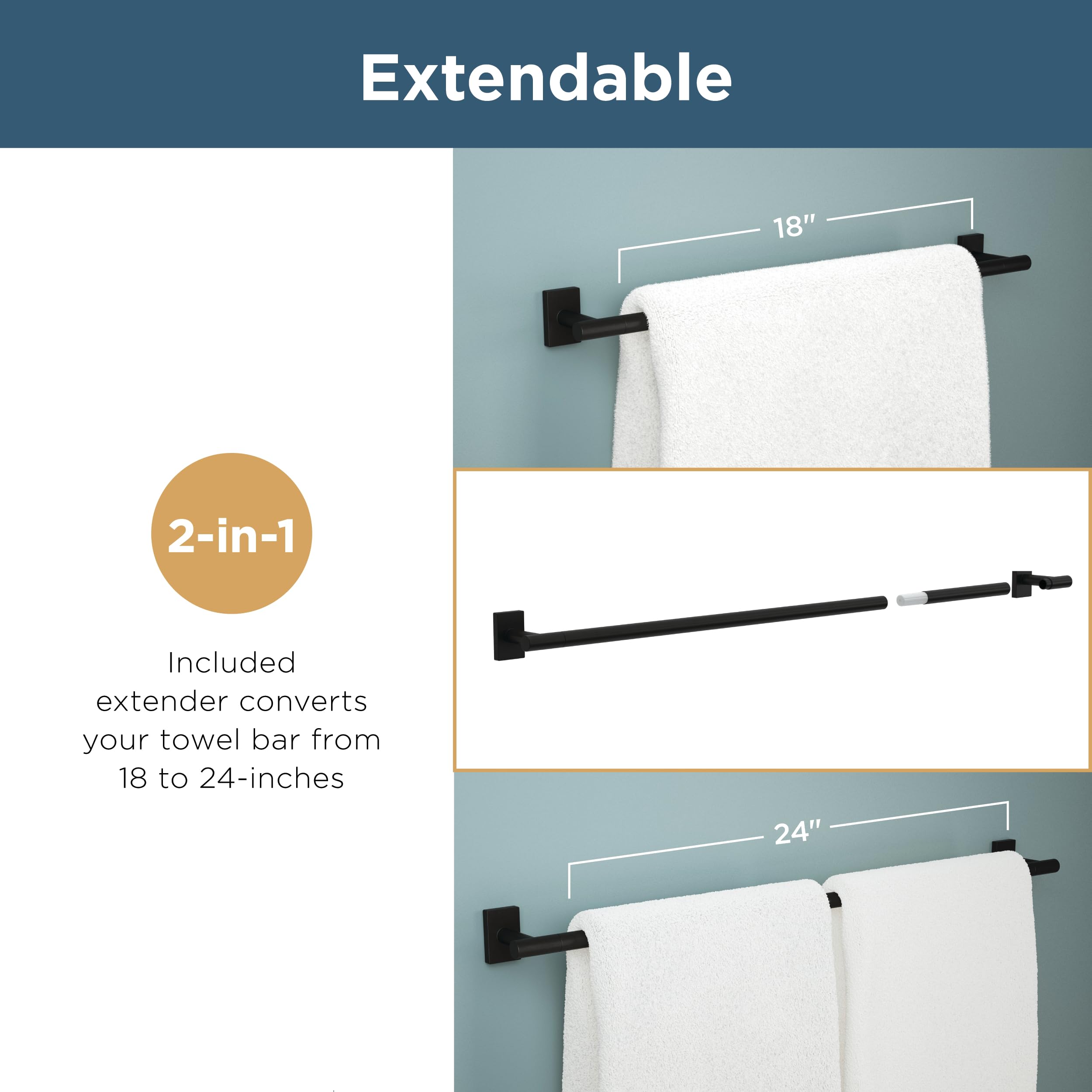 Franklin Brass Hartwell Toilettenpapierhalter/Handtuchhalter – Mattschwarz, 11,4x16,5x8,4 Cm, Mehrzweck-Badezimmer-Zubehör