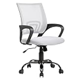 Office Chair Ergonomic Desk Chair Mesh Computer Chair Lumbar Support Modern Executive Adjustable Stool Rolling Swivel Chair for Back Pain,White