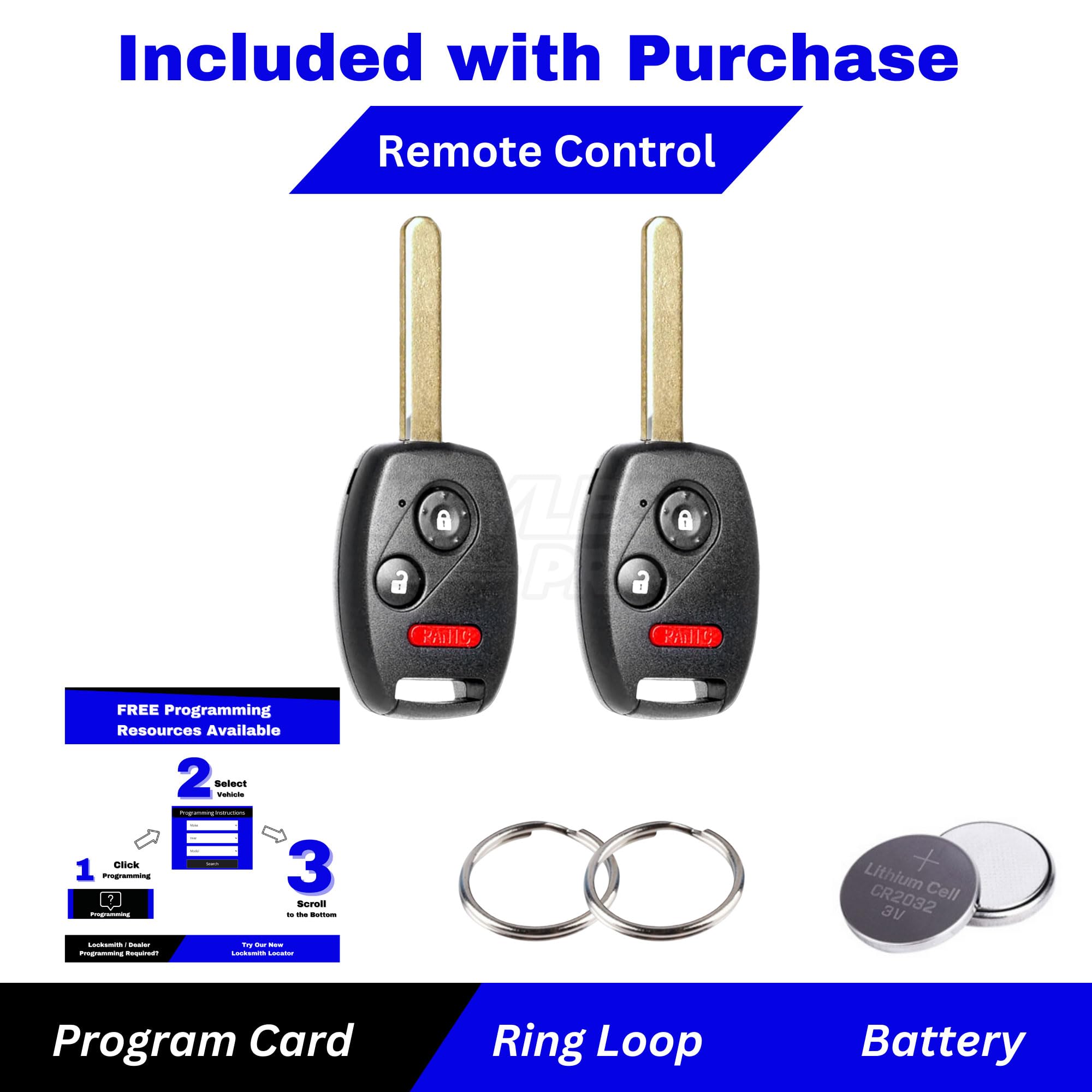 MLBHLIK-1T - Telecomando di ricambio per chiave elettronica a 3 pulsanti, compatibile con Honda Accord, CR-V, CR-Z, Fit, Insight 2010-2012, 2007-2013