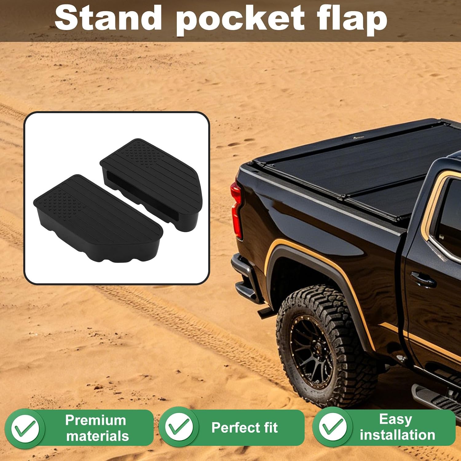 2pcs Bed Rail Stake Pocket Covers for 1500 (2019-2025/2026 Models) & 2500/3500HD (2020-2025/2026 Models), Pickup Rail Caps with Adhesive Strips for Truck Daily & Cargo Transport Cool Stuff Accessories