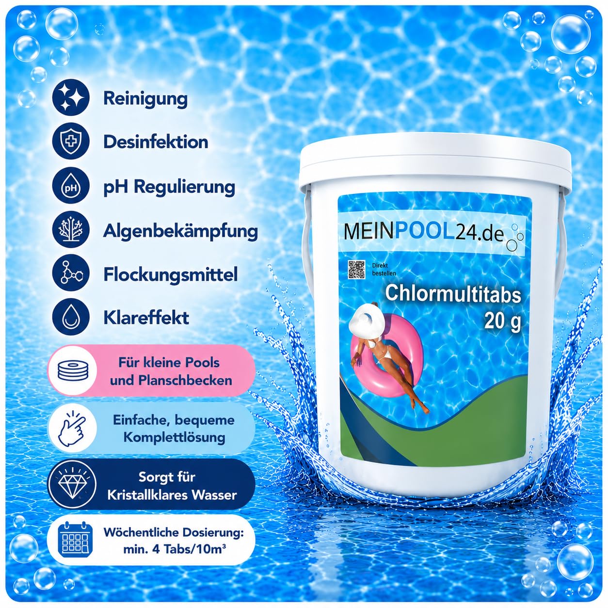 Meinpool24.de 5 kg Chlor Multitabs 5 in 1-20g Tabs Multi Chlortabletten
