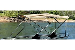 Beige 3' by 8' Canoe Canopy Bimini Top Complete Kit for Sun Shade
