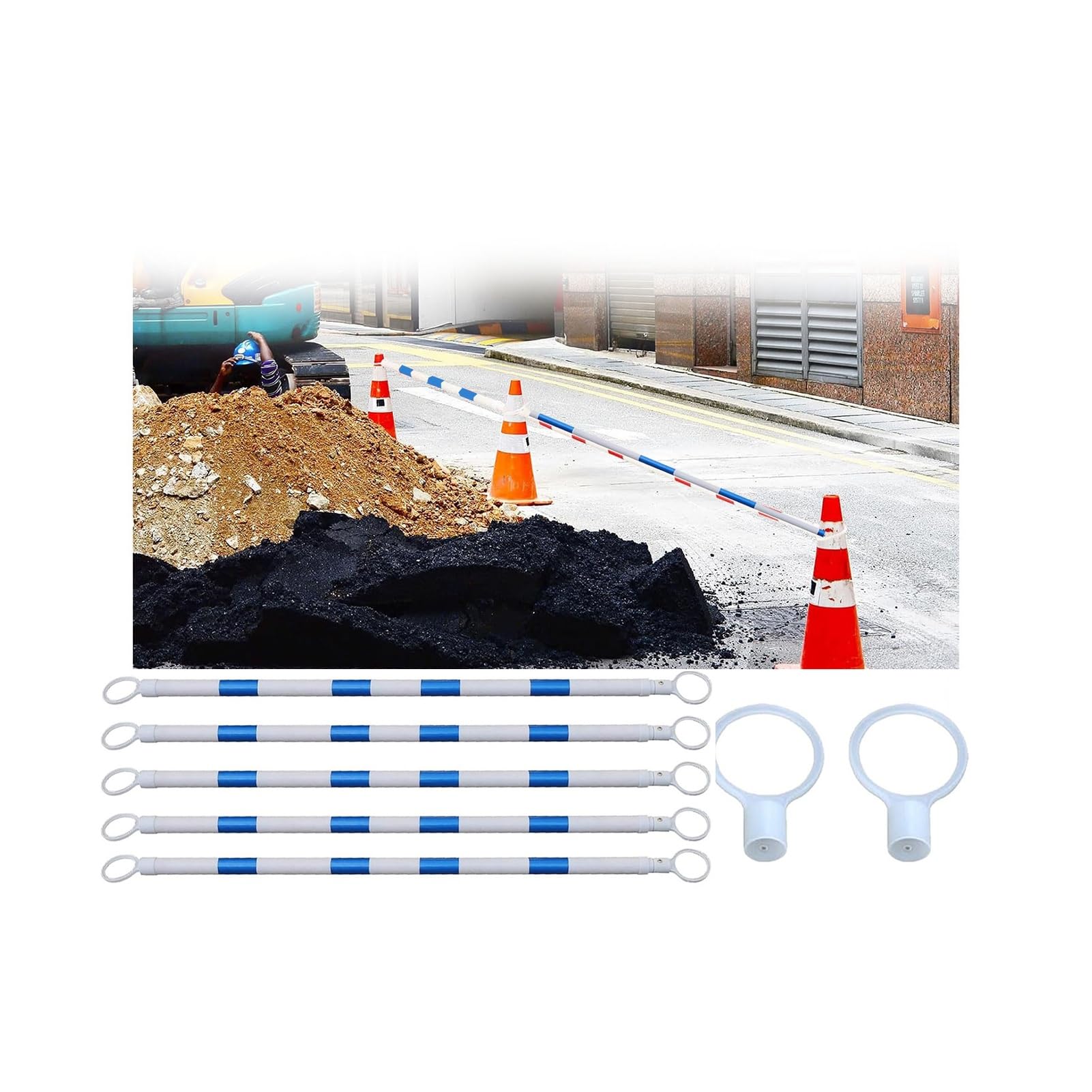 SGKOMN Retractable Traffic Cone Barrier Bar, Expandable 4.2 to 6.56ft Safety Barricade for Parking Lots, Portable Temporary Traffic Control, B/25pcs-1.25m-2m(4.1ft-6.56ft)