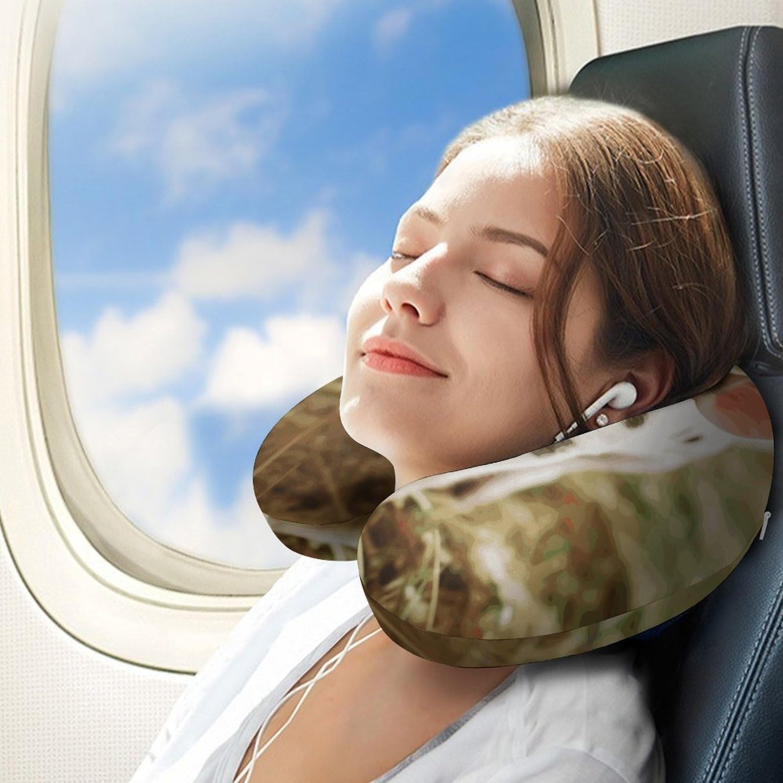 Smiling (1) Cuscino a forma di U, nucleo in memory foam, cuscino per fornire supporto per il collo, cuscino da viaggio, adatto per aerei, auto, case e uffici.