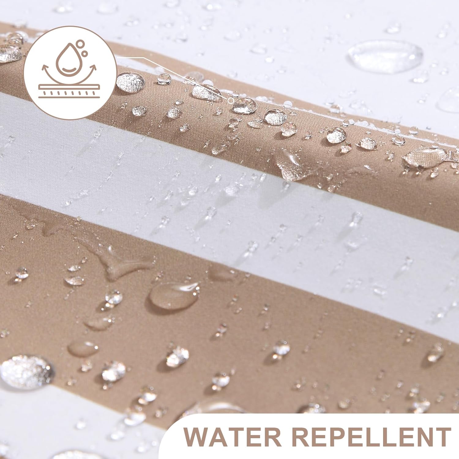 GASIYU Modern Taupe and White Waterproof Stripe Fabric Shower Curtain, Ombre Striped Polyester Bath Curtain, Horizontal Stripe Modern Coastal Bathroom Curtains, 72" W x 90" L