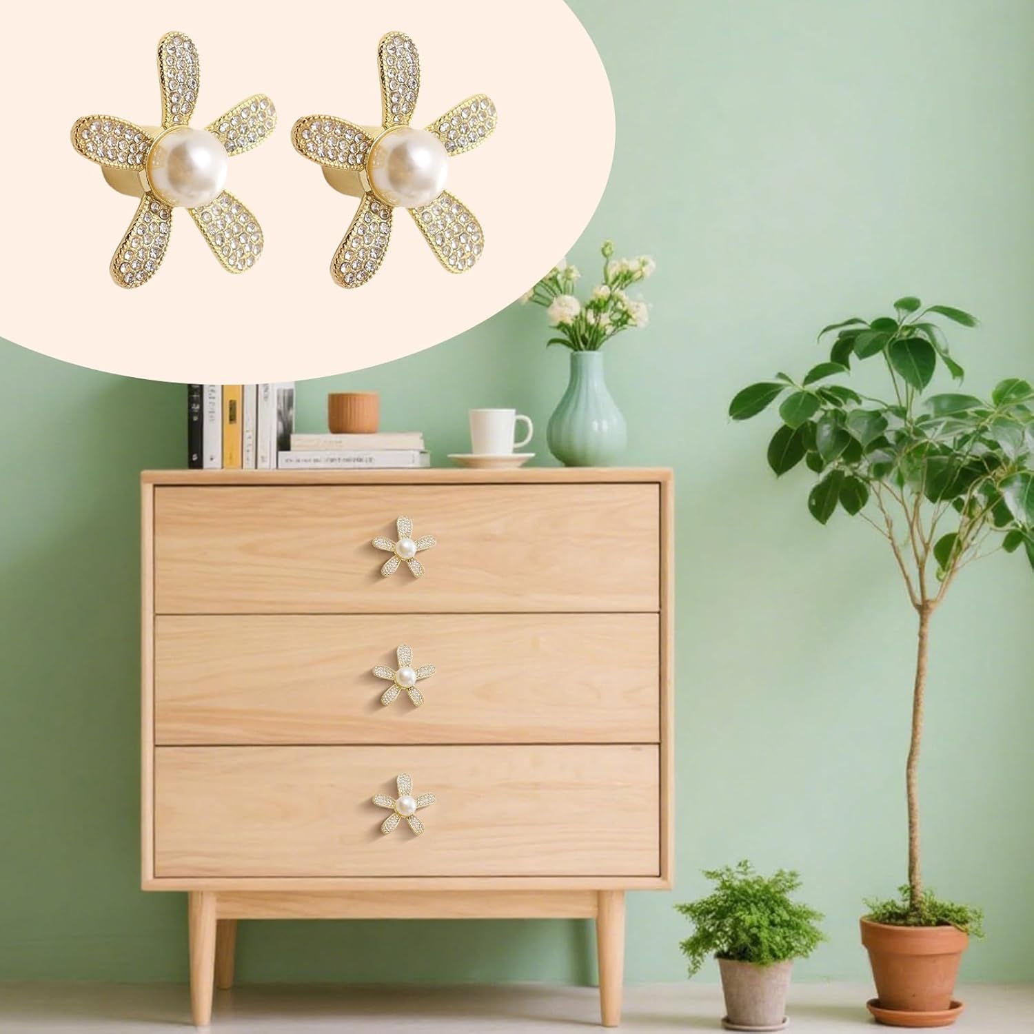 8Pcs Flower Metal Cabinet Knobs, Gold Petal Handles, Pull Handle Flower Shape Drawer Door Knob for Kitchen Cabinet, Closet Doors, Dresser (Gold)