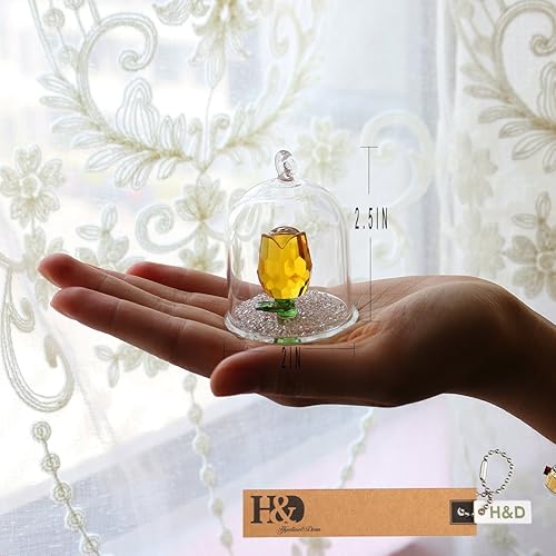 Miniatura 6 de H&D HYALINE & DORA Figura de cristal de rosa de cristal, decoración colgante de cristal, flor en cúpula de cristal, rosa, regalos para ella