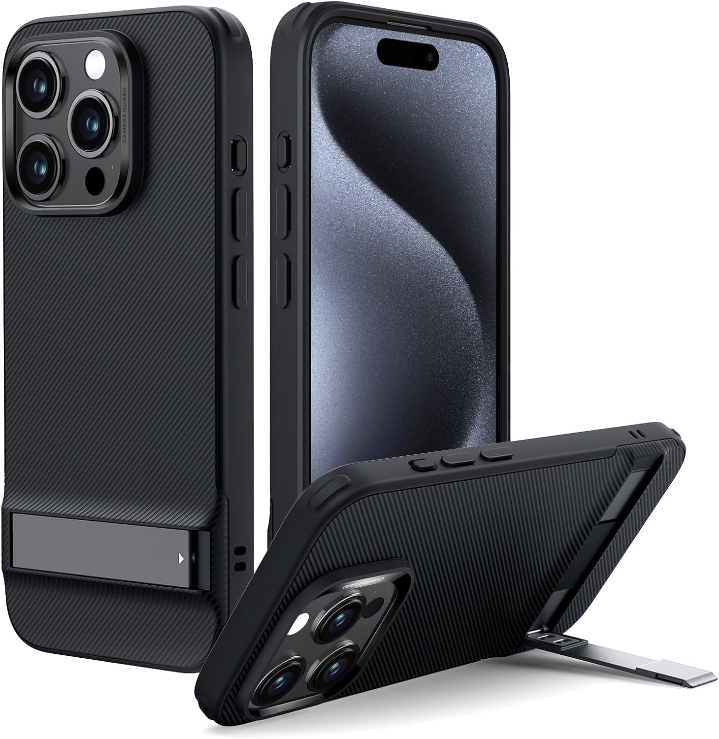 ESR Boost Kickstand Case, Compatible with iPhone 15 Pro, Black