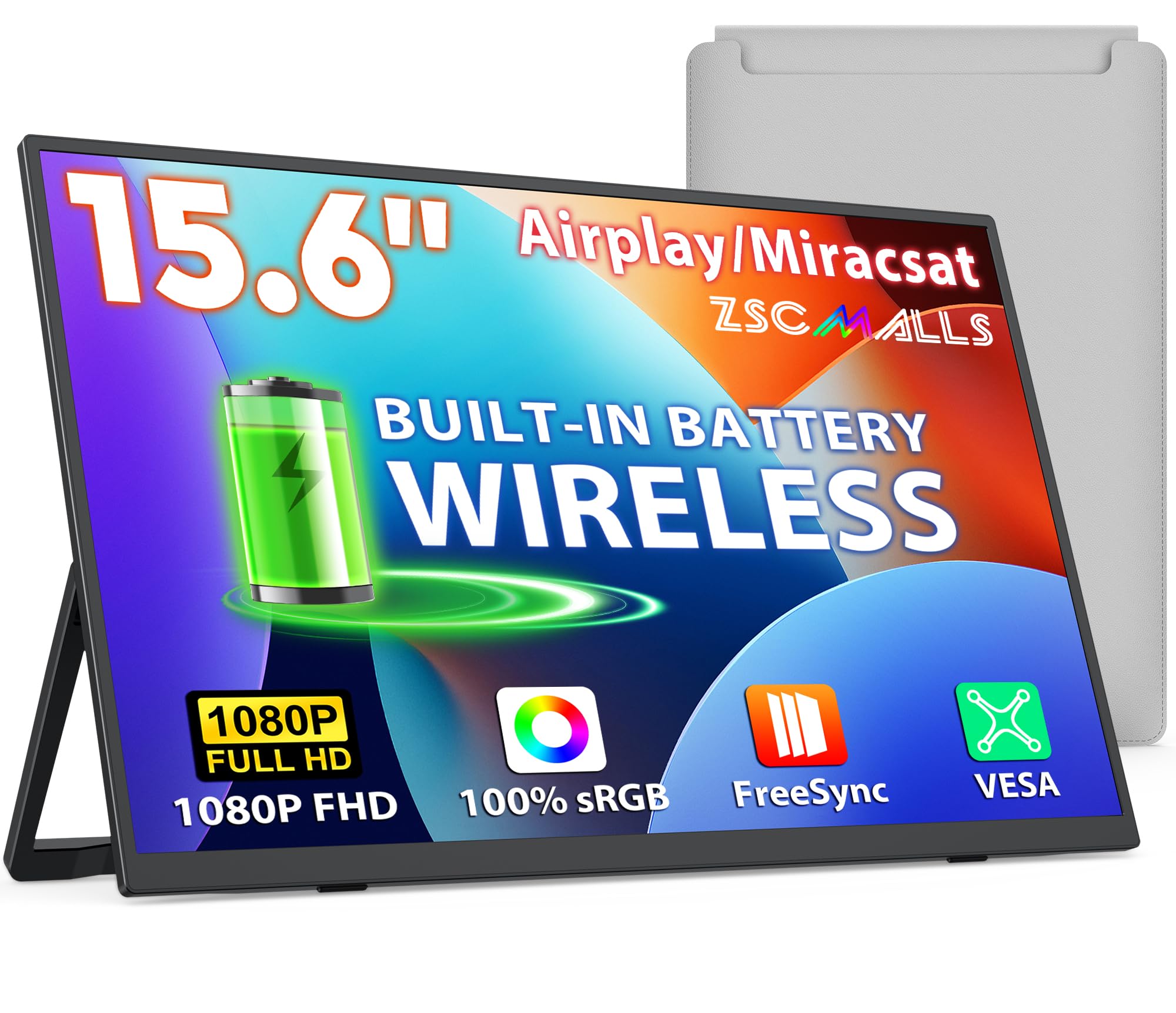 8000mah wireless portable monitor 15.6