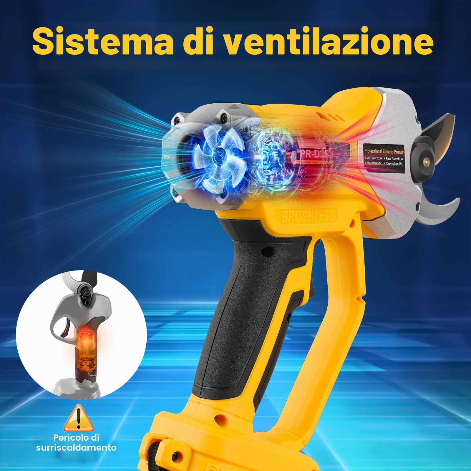 Cesoie 35 mm compatibili con batterie DEWALT 18 V | Rami spessi, Dimensione giornaliera, Fruttetti, Ricarica Flessibile, Lavoro Continuo