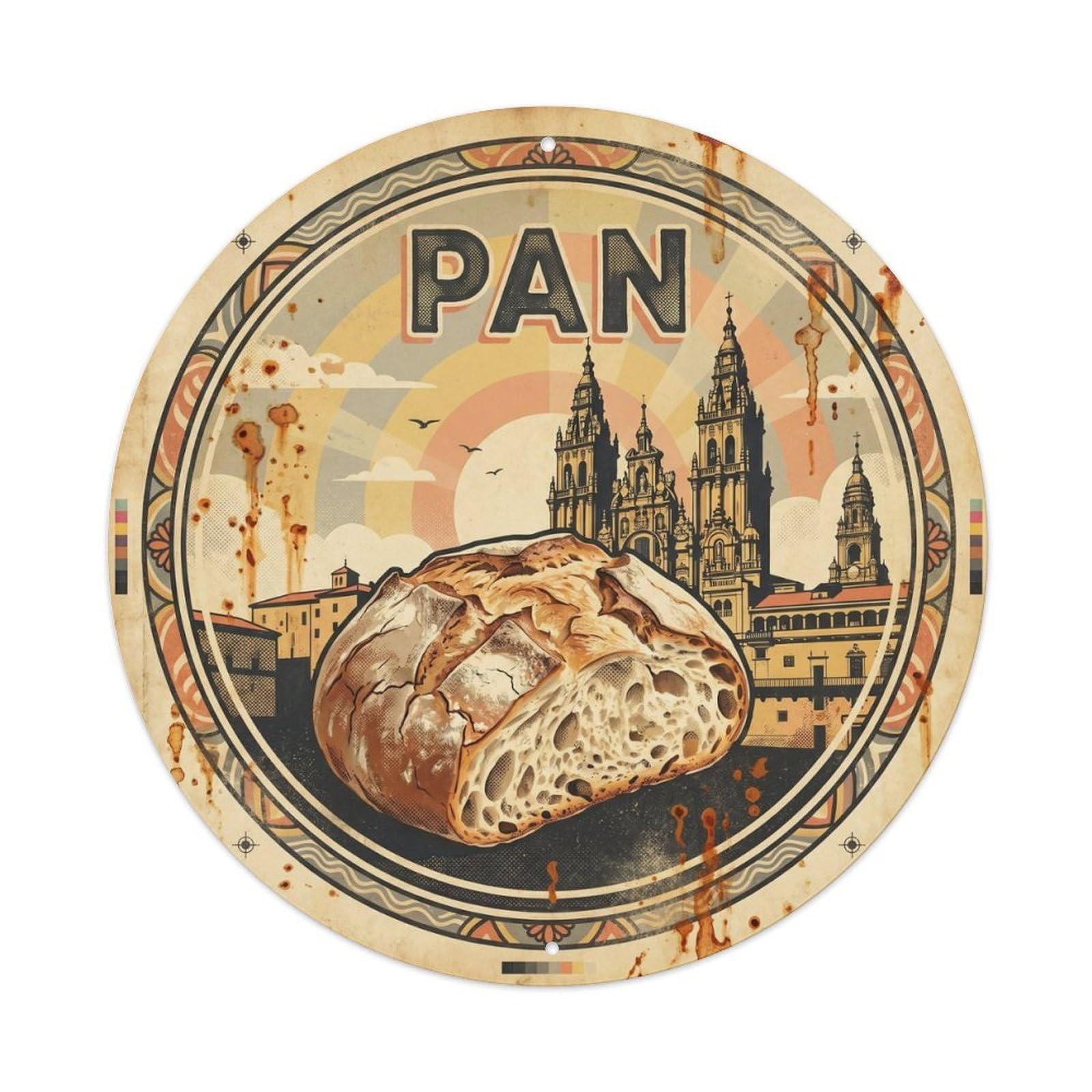 Village Bakery Artisan Bread Spanish Screenprint Travel Metal Tin Sign
