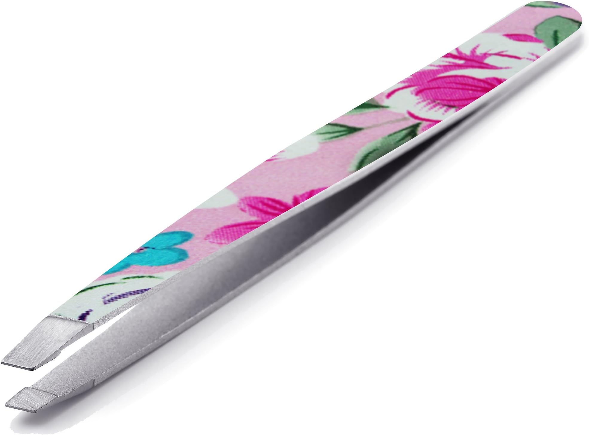 Tweezers - Professional Eyebrow Tweezers Can Be Cute Too! - The Strong and Precise Grip Will Make Styling Your Eyebrows A Breeze - Choose From A Heart Or Flower Pattern - Slant Tip Tweezers