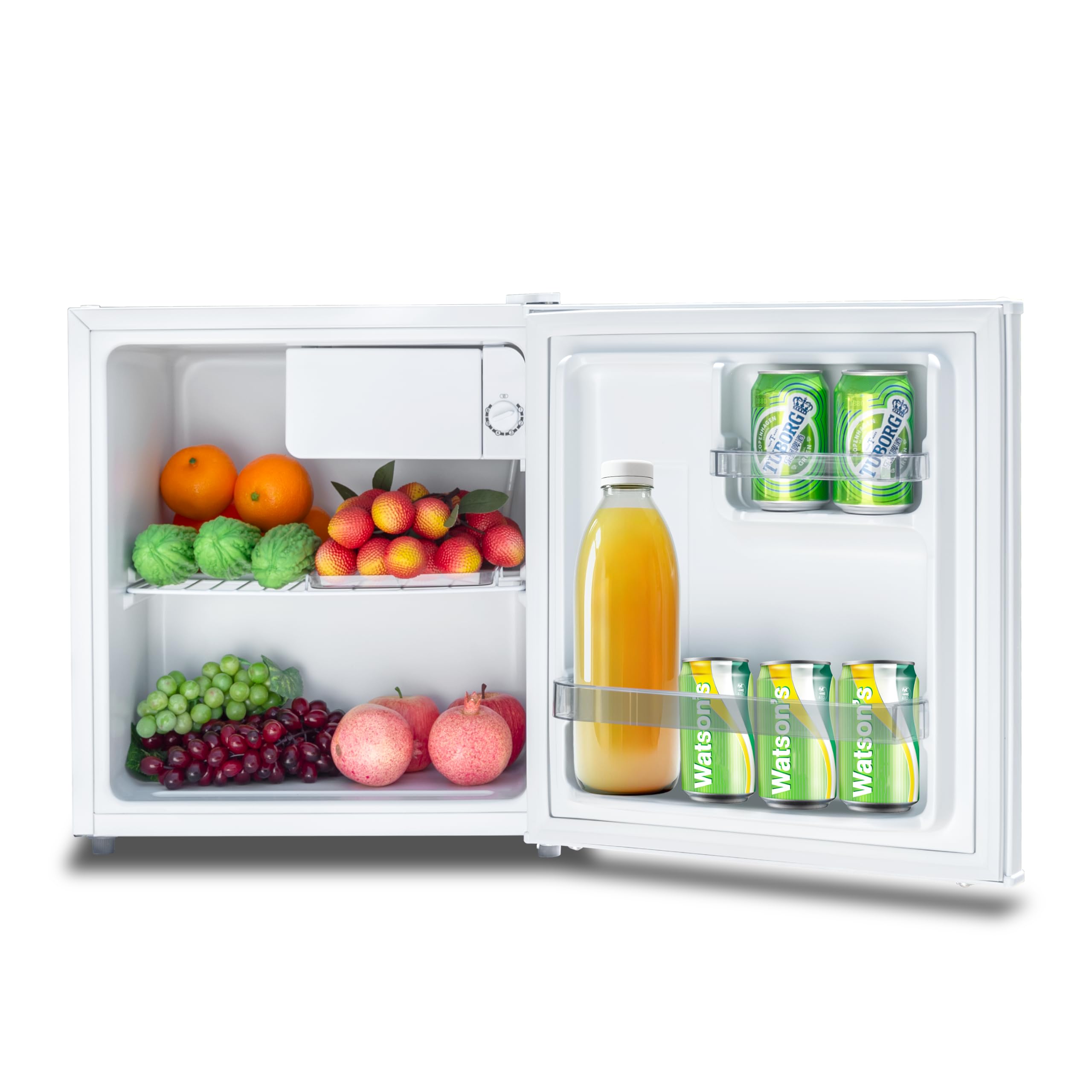 46L Kühlschrank, Mini Kühlschrank, Leise Kühlschrank Klein ohne gefrierfach 220-240V, Minikühlschrank mit Umkehrbare Tür, Minibar für Zimmer, Hotel,Büro,Küche,Wohnungen,39dB,Weiß