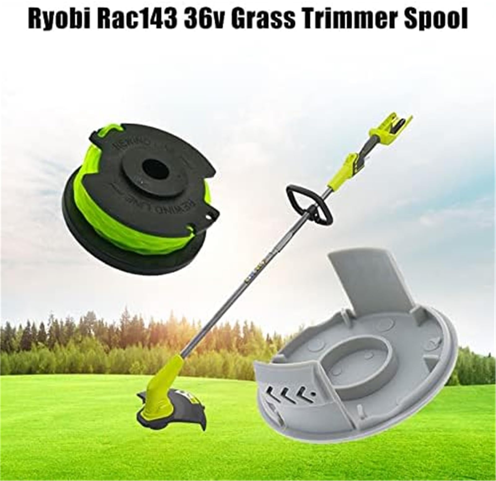 Automatyczna szpula kosiarki Szpula kosy spalinowej, dla Ryobi Rac143 6.1MX 2Mm 36V żyłka zamienna dla podkaszarki, RLT36B33 RY36LT33A-0(BLACK 8 2)