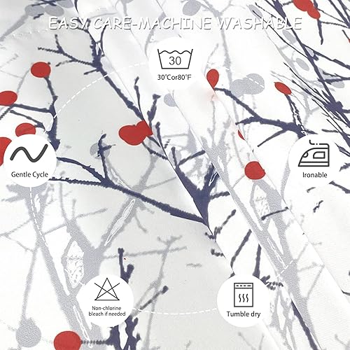 Miniatura 5 de poefun 2 paneles de cenefas opacas para ventanas de cocina, cenefas cortas impresas con ramas de árbol para dormitorio, sala de estar, baño, granja,