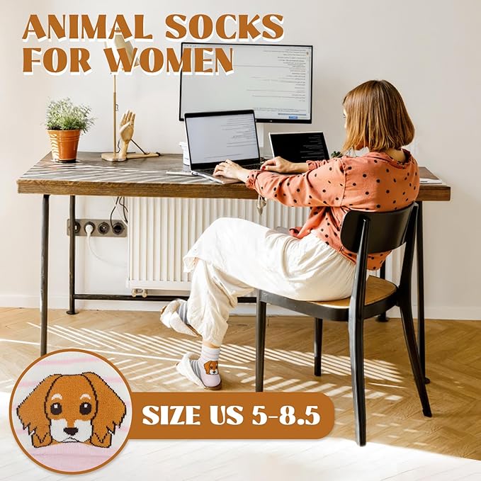YSense 5 Pares Calcetines Animales Lindos Mujer Algodón Diversión Novedad miniatura 6