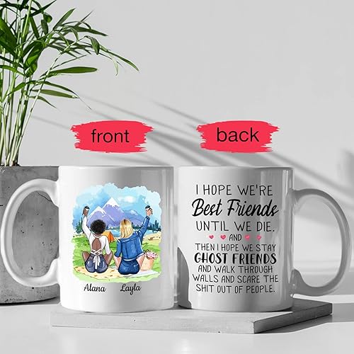Vista 74 de Taza de café blanca de 2 mejores amigos, 11 onzas, 15 onzas, taza de amistad personalizada para mujeres, mejor amiga, mejor amiga, hermana, hermana