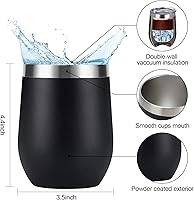 Vista 6 de Lifecapido Paquete de 4 copas de vino de acero inoxidable de 12 onzas sin tallo, vaso de vino aislado, vasos de vino de acero inoxidable con tapas