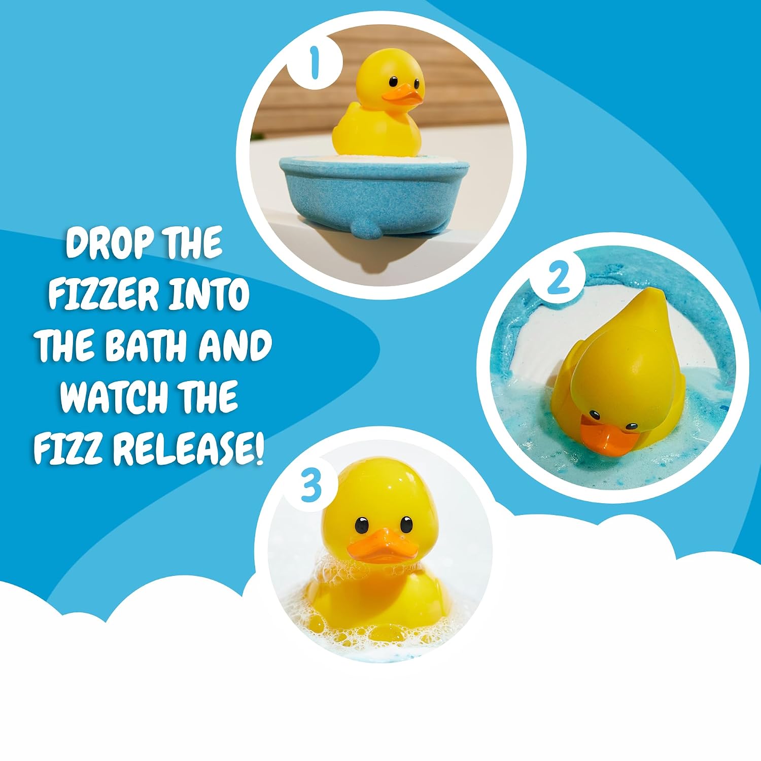 TUBBZ Mini: Splash Bath Fizzer with Surprise Rubber Duck in Blue Bathtub – Fun Fragranced Bath Additive and Gift for Kids and Collectors