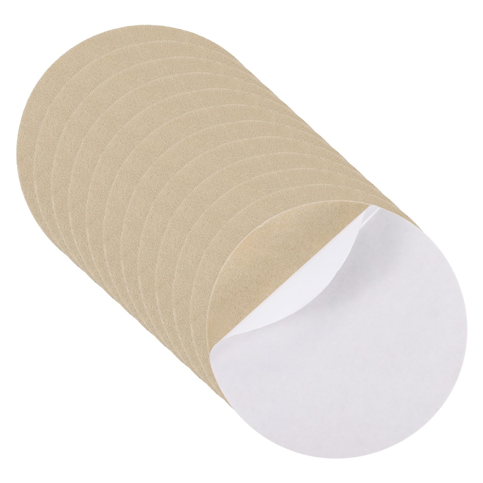 sourcing map 12Pcs Lamp Base Felt, 6.5 Inch Dia 2mm Thick Adhesive Round Soft Felt Furniture Pads, Non-Slip Anti-Scratch Backed for Reading Light Table Lamp DIY Craft, Beige