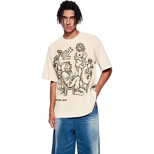 Vamtac Oversized Graphic Tees Y2k Vintage Tees for Men Women Streetwear Unisex T Shirts