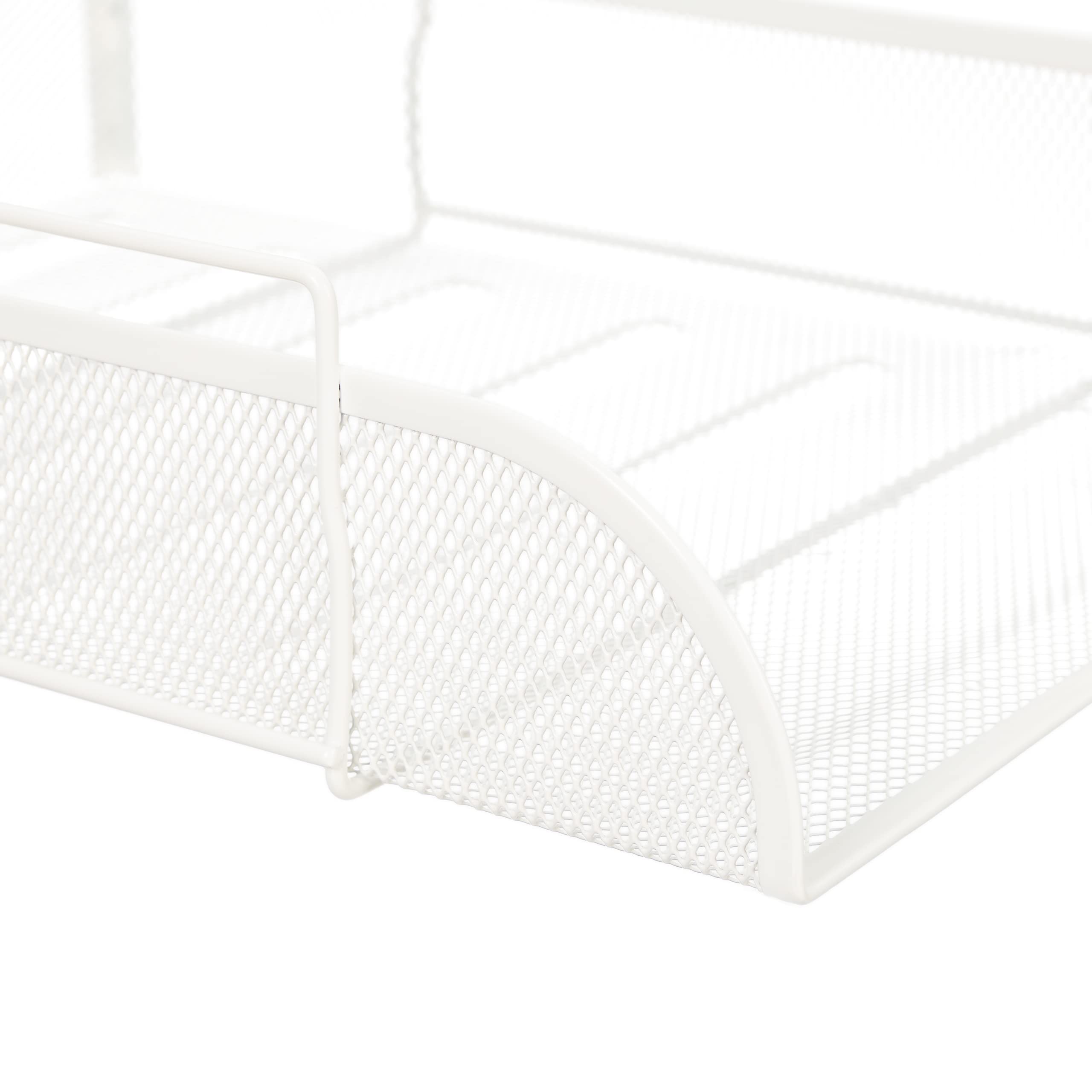 Relaxdays Vaschetta Portadocumenti, per Formato A4, Design a Griglia, Portalettere per Ufficio, Metallo, 25x34 cm,Bianco