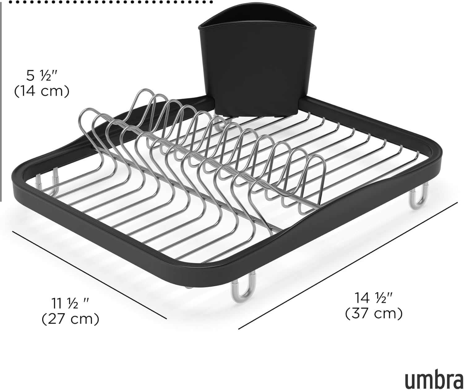 Umbra Sinkin Dish Drying Rack – Dish Drainer Kitchen Sink Caddy with Removable Cutlery Holder, Fits in Sink or on Countertop, White