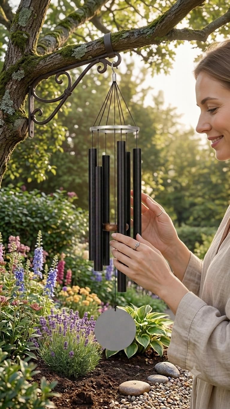 Nature's Melody Aluminum Wind Chime - Silver Black -4