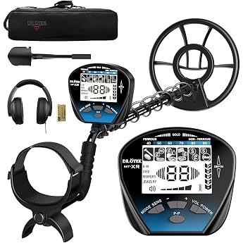 DR. TEK Metal Detector Set for Adults and Children Lightweight Gold Detector Professional Metal Detector with Pinpoint Mode Waterproof Coil High Precision Advanced DSP Chip Blue