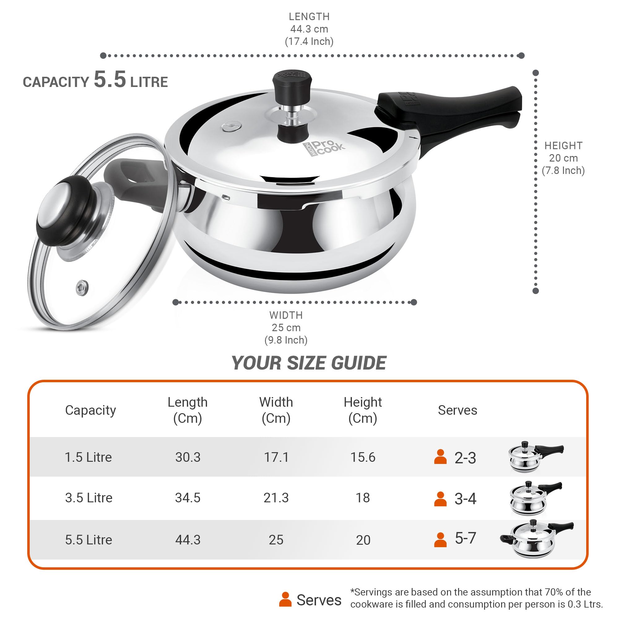 Milton Pro Cook Induction Cookware & Gas Stove Friendly Triply Stainless Steel Curve Pressure Cooker 1.5 Litre With Dual Lid | Outer Lid & Glass Lid | Gasket Release System | 5 Year Warranty | Silver — Amazon image 6