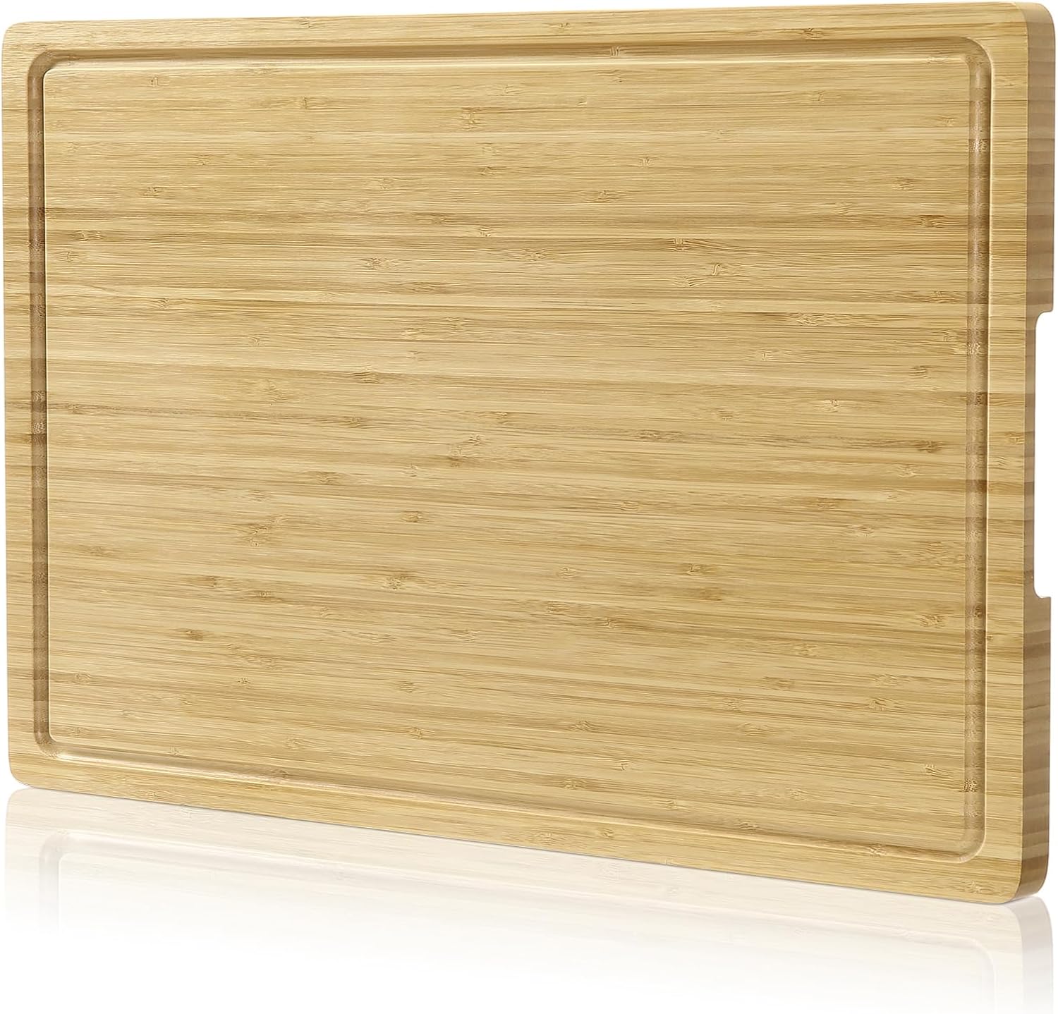Bamboo Wood Cutting Board for Kitchen, 18"x12" Large Chopping Board, Wooden Cheese Charcuterie Board, with Side Handles and Juice Grooves