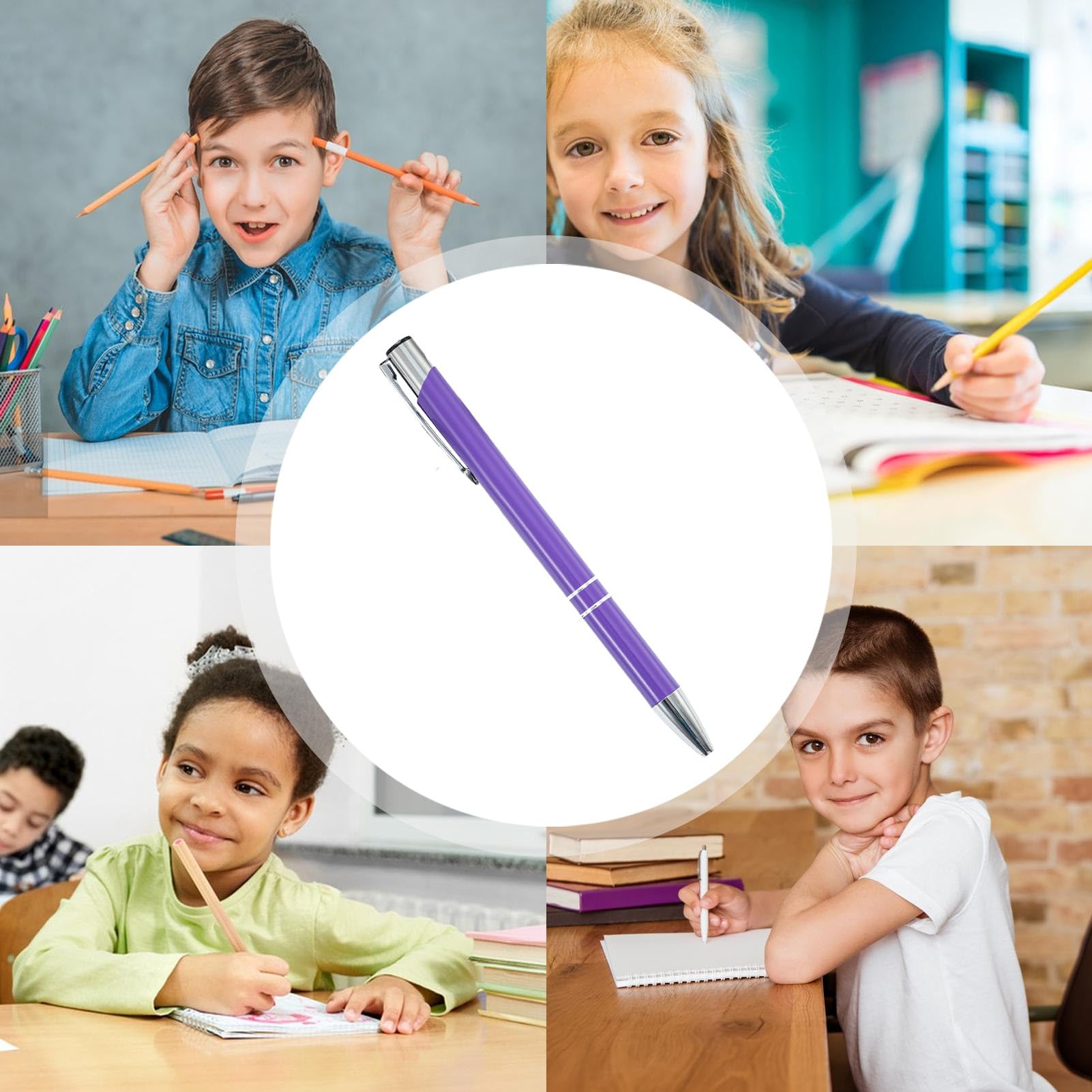 Penne Executive – 50 penne a scatto in metallo – multifunzione con clip argentata, cancelleria alla per studenti, insegnanti, professionisti, riunioni, diari di nozze