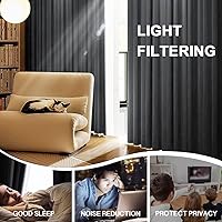 Vista 6 de FantasDecor Cortinas texturizadas de lino de 84 pulgadas de largo, cortinas para sala de estar, con pestaña trasera, bolsillo para barra, reducción