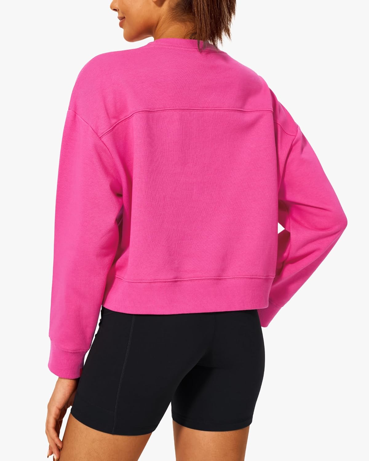 Stelle Cropped Sweatshirts for Women Cotton Long Sleeve Crop Tops Crewneck Pullover Oversized Sweater - Image 6