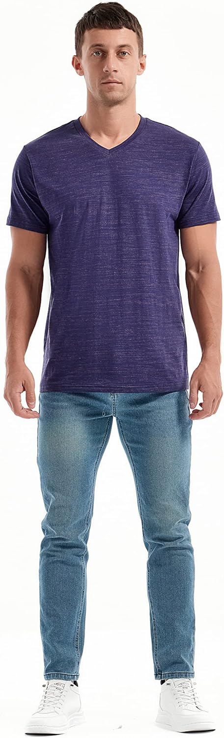 KLIEGOU Men's V Neck T Shirts - Casual Stylish Fitted Stretch Tees for Men