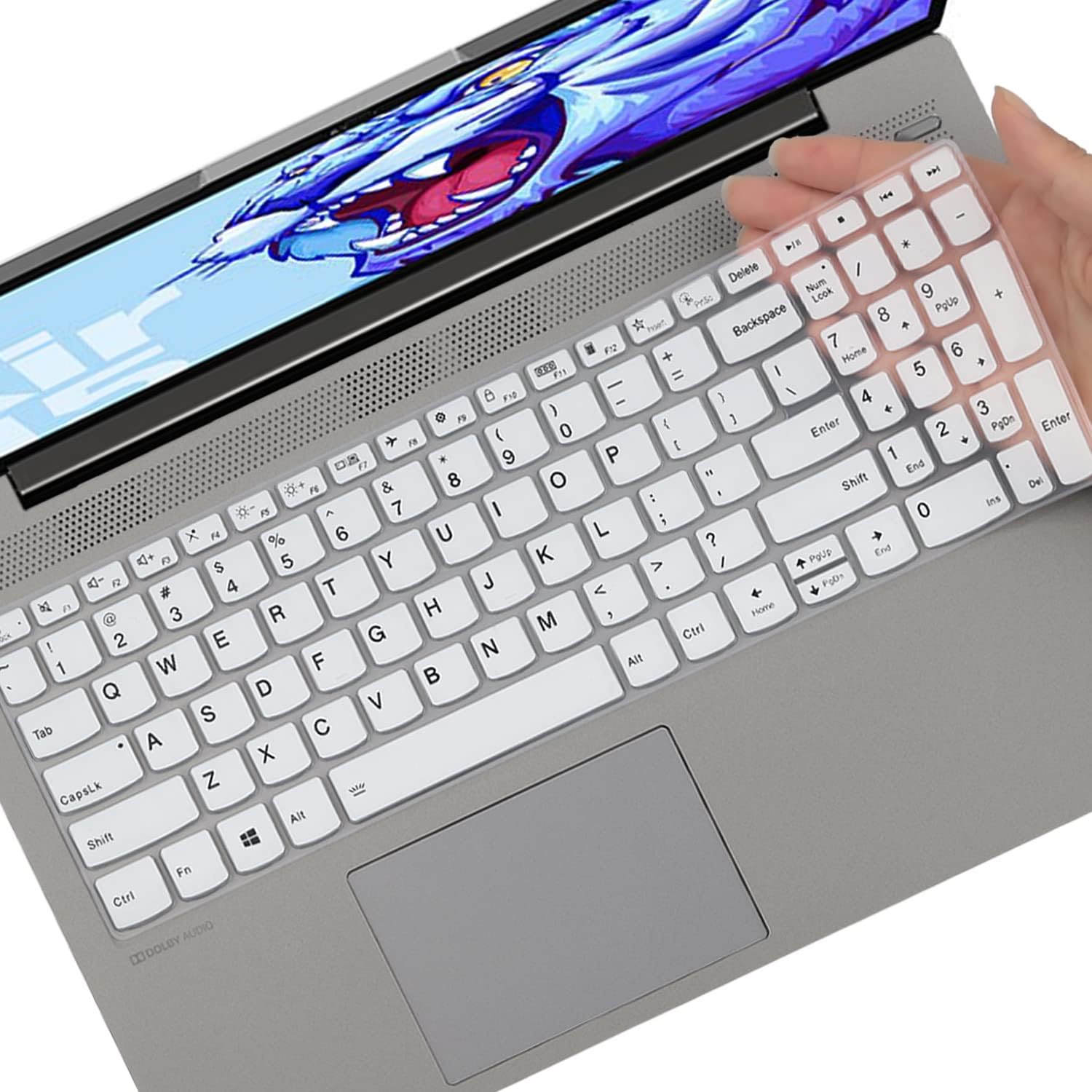 MUBUY-GOL Keyboard Cover Skin for Lenovo Ideapad 5 15IIL05 15.6" /Ideapad Flex 5 15IIL05 /Ideapad Slim 7 15 15.6" |New Lenovo Flex 5 15 15.6 US Layout Keyboard Protective Cover Skin -White