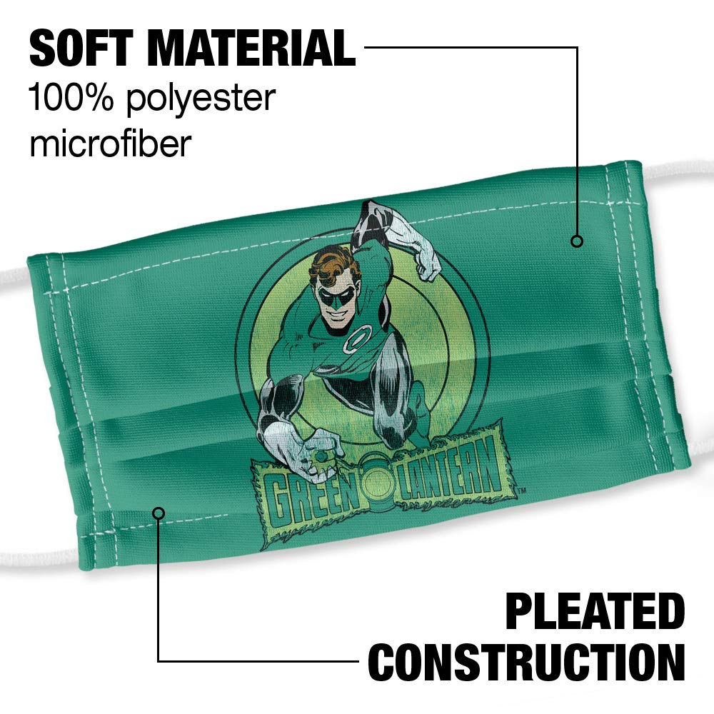 Green Lantern Circle 1-Ply Reusable Face Mask Covering with Adjustable Nose Wire, Unisex