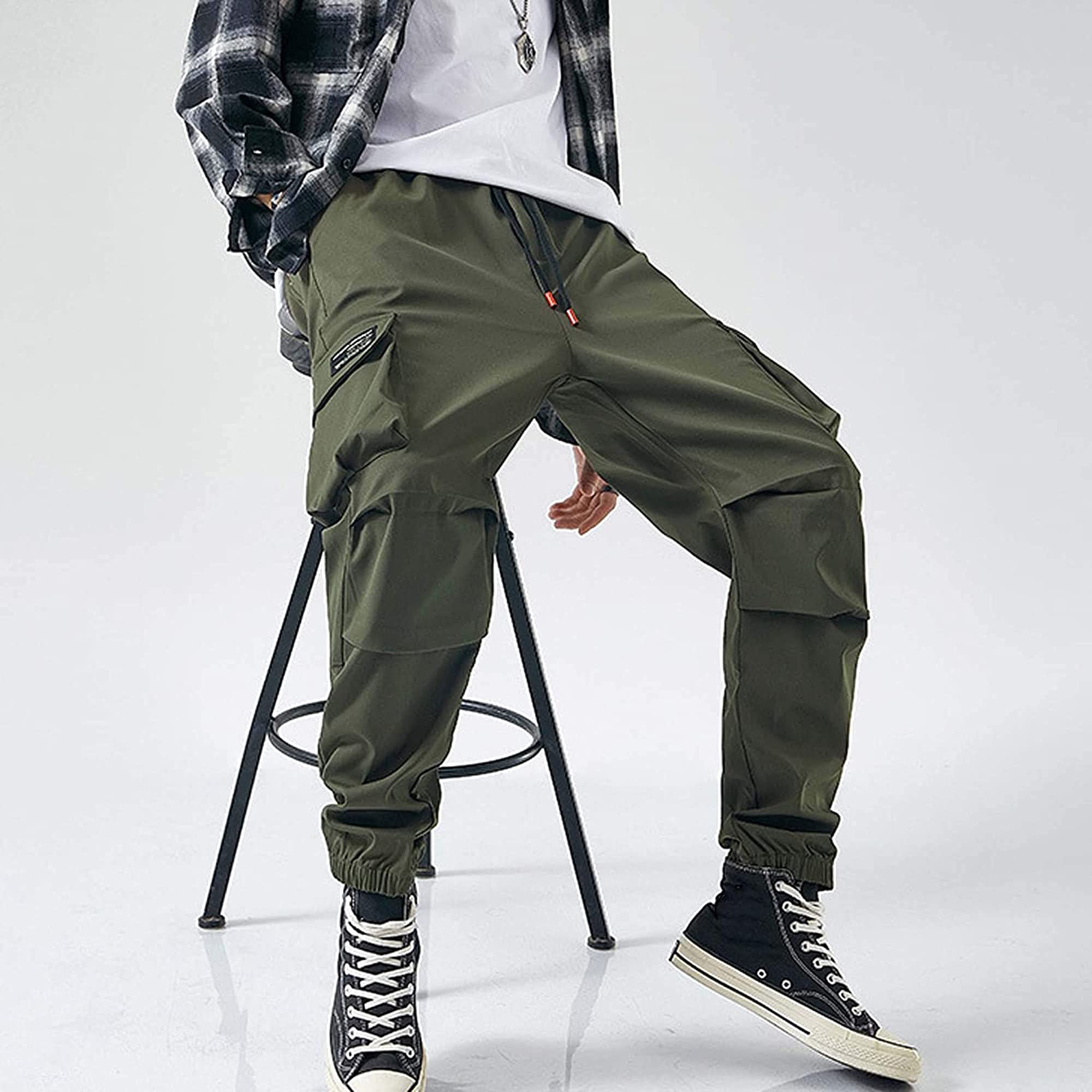 XYXIONGMAO Pantalones deportivos tácticos de hip hop para hombre, color negro, ropa de calle, hip hop, overoles verdes, pantalones cargo para hombre